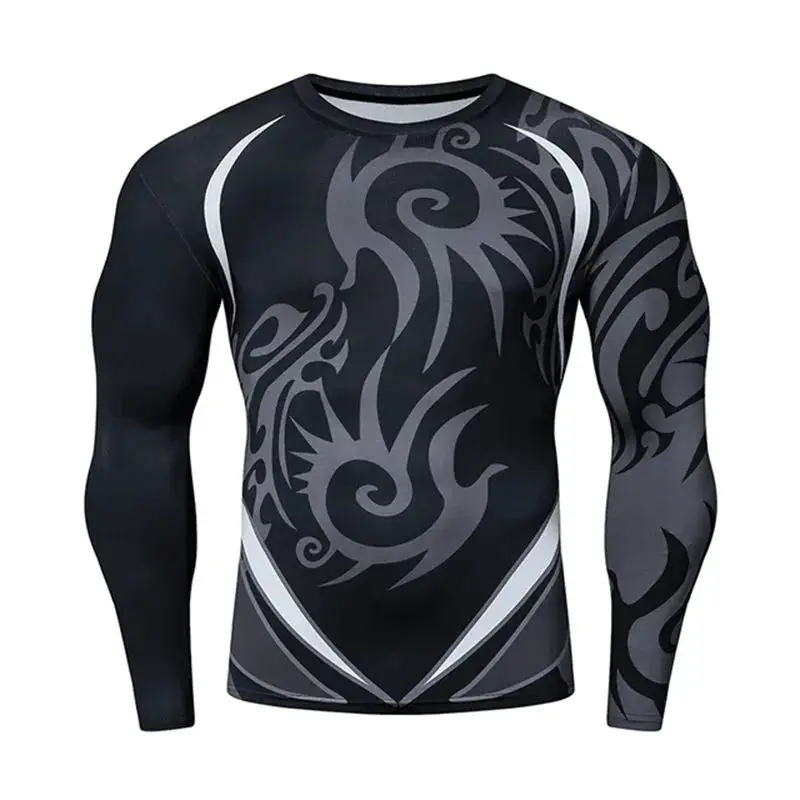 Men Fall Japanese Samurai Style Pattern 3d Printed T-Shirt Round Neck Long Sleeve Fashion Street Personality Plus Size Top