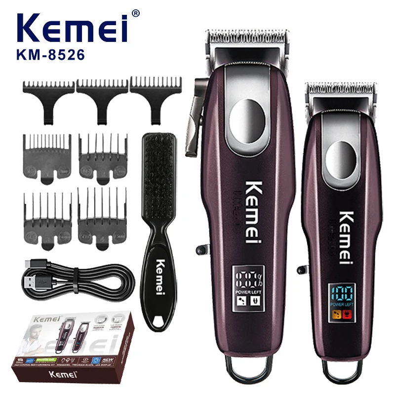 

Kemei KM-8526 Electric Hair Clippers Set Professional Rechargeable Hair Trimmer USB Charging Hair Cutting Machine Kit