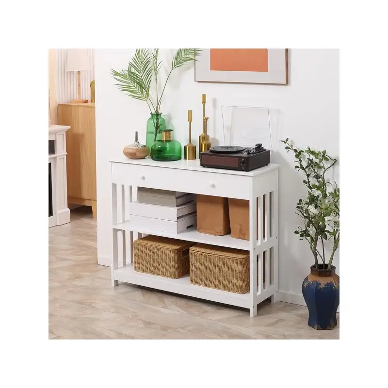 

Hallway Table Modern Console Storage Furniture for Entryway or Living Room Versatile Design with Shelves and Drawers Easy