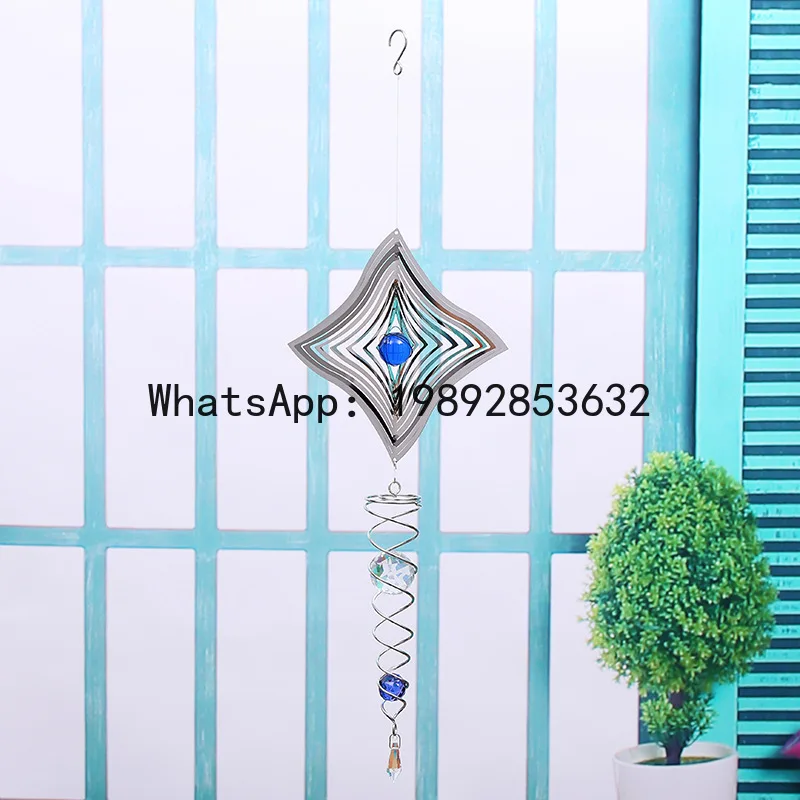 

ZF Stainless Steel Mirror Crystal Ball Metal Rotating Wind Chime Wind Spinner Hanging Ornament Outdoor Garden Tornado