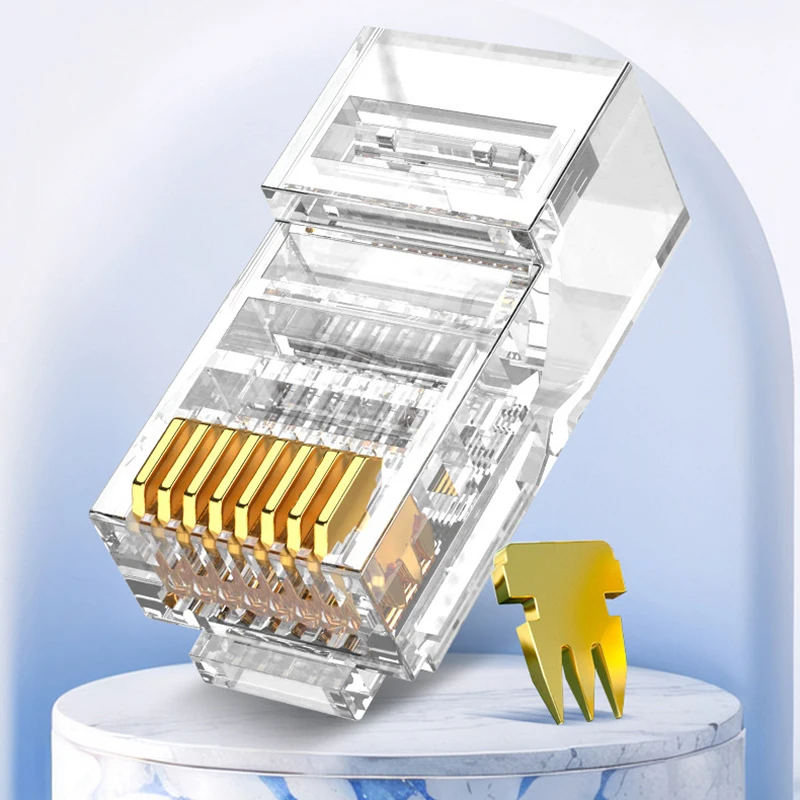 10PCS/50PCS RJ45 Connectors Cat6 Pass Through EZ to Crimp Modular Plug for Solid Stranded Network Cable
