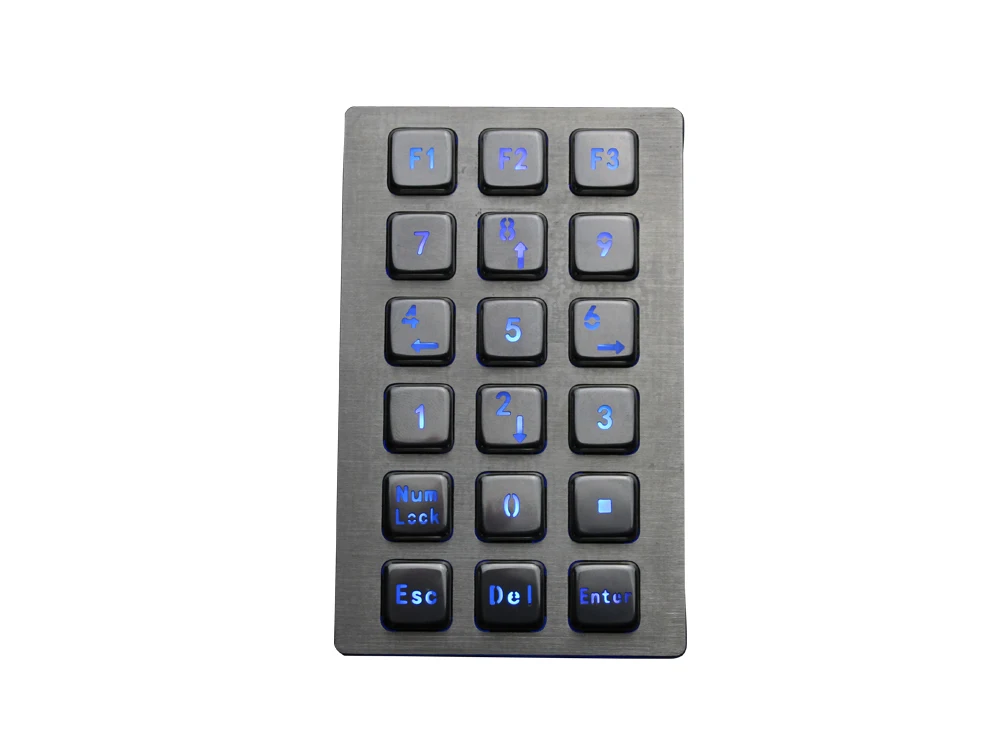 18 Keys Rugged Vandal Proof Keyboard Backlight Metal Industrial Numeric Keypad