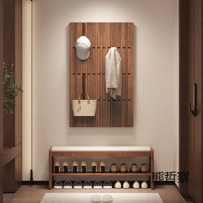 Shelf area  Coat rack Piano entry wall button Elm entrance board Hanging clothes door Solid wood