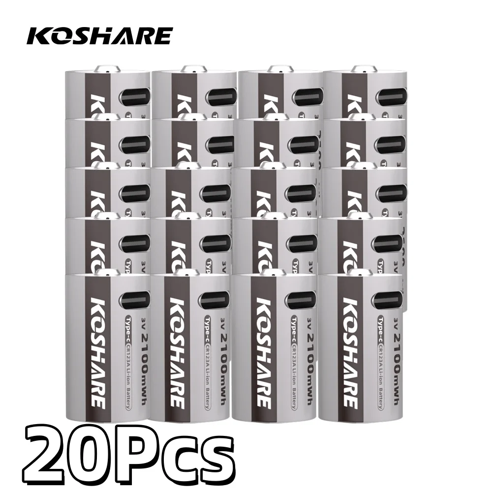 

KOSHARE CR123A 3V 2100mWh Li-ion Rechargeable Batteries CR123A 2100mWh Lithium Battery For Camera Flash toy racing car flashligh