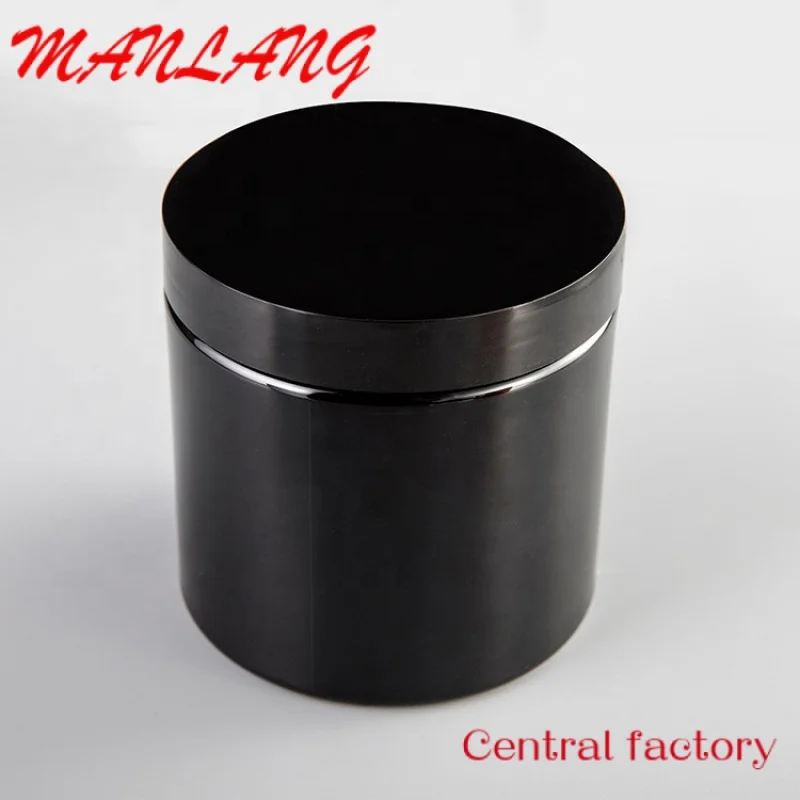 Custom  cosmetic food packaging 100ml 150ml 200ml 250ml 300ml amber black pet plastic cosmetic jar with white black lid