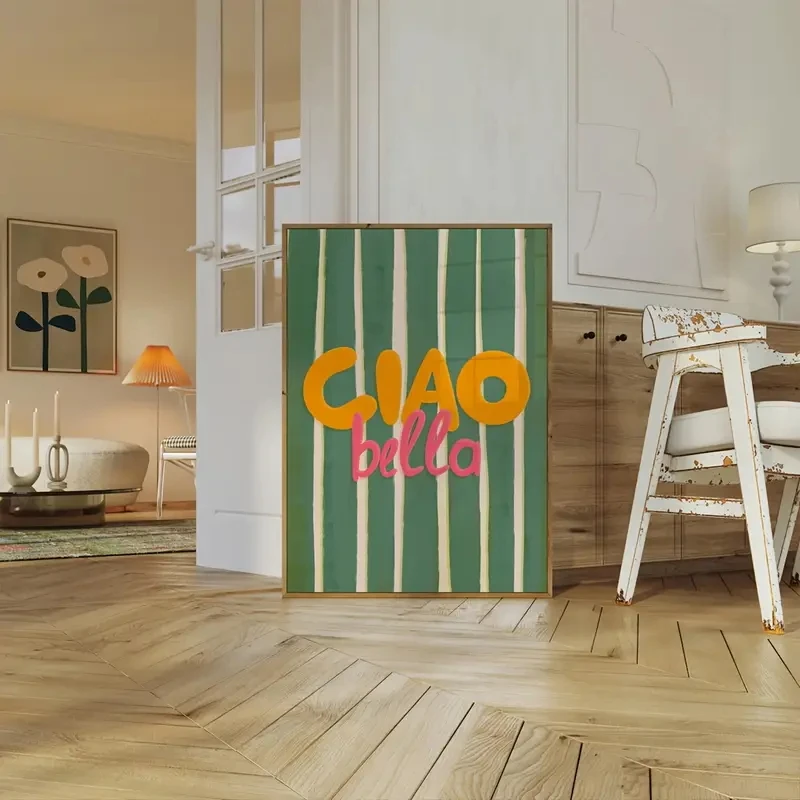 1 Buah Poster Kanvas Cetak Seni Dinding Terinspirasi Italia Antik Ciao Bella untuk Tempat Tidur Dapur Asrama Mandi Hidup, Dekorasi Dalam Ruangan