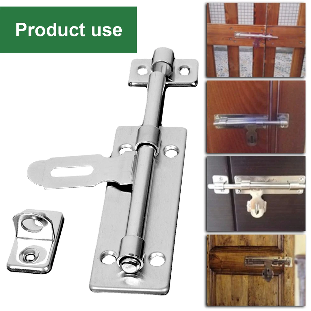 4 Inch Hardware Door Lock Stainless Steel Barrel Bolt Latch Padlock Clasp Set Brushed For Locking Door Window Drawer Cupboard