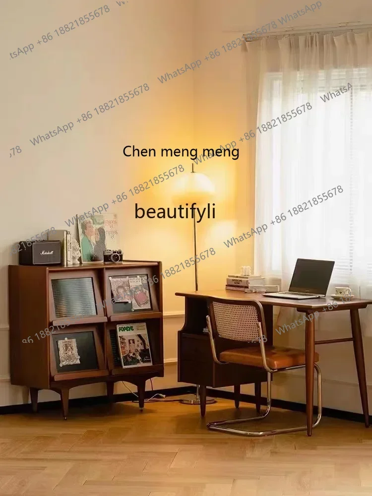 G153 Customized Japanese-Style Retro Solid Wood Bookcase Living Room Storage Sofa Edge Tea Cabinet Hallway Storage Cabinet