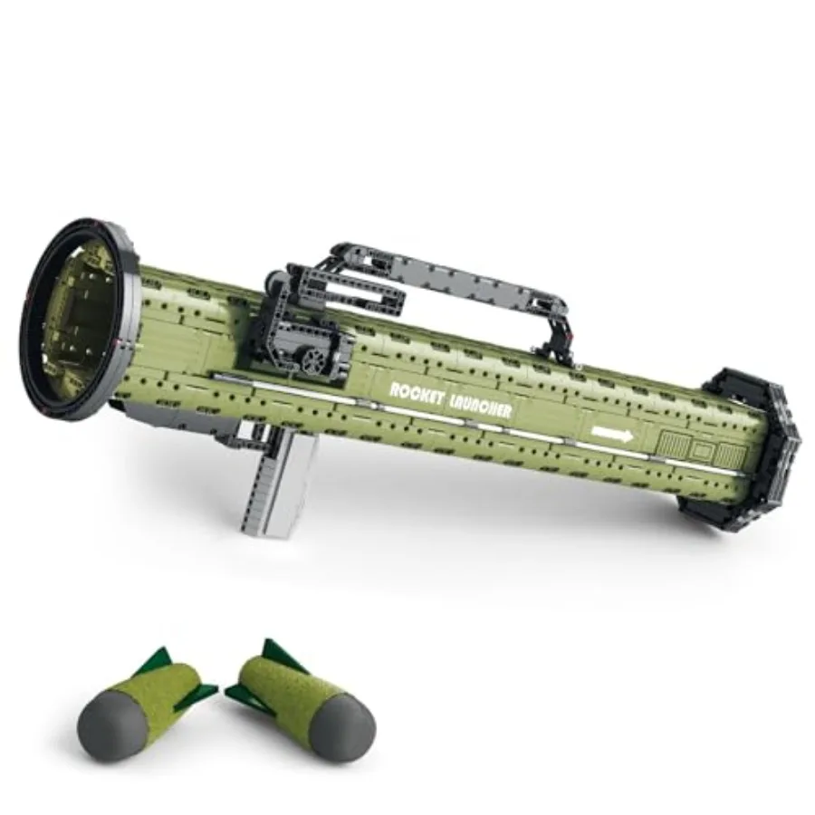 

AT-4 Building Block Sets for military simulation, ABS plastic, gray and olive green, 1784PCS with shootable rocket artillery fu