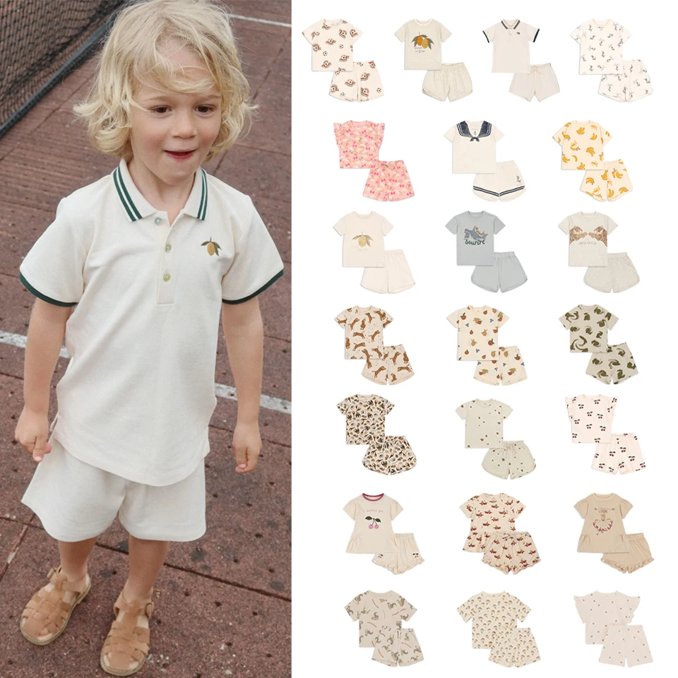 

2025 Summer Kids Tops And Shorts KS Children Clothes Sets Cartoon Printing Baby Outfit Set Children's Top And Bottom Clothes Set