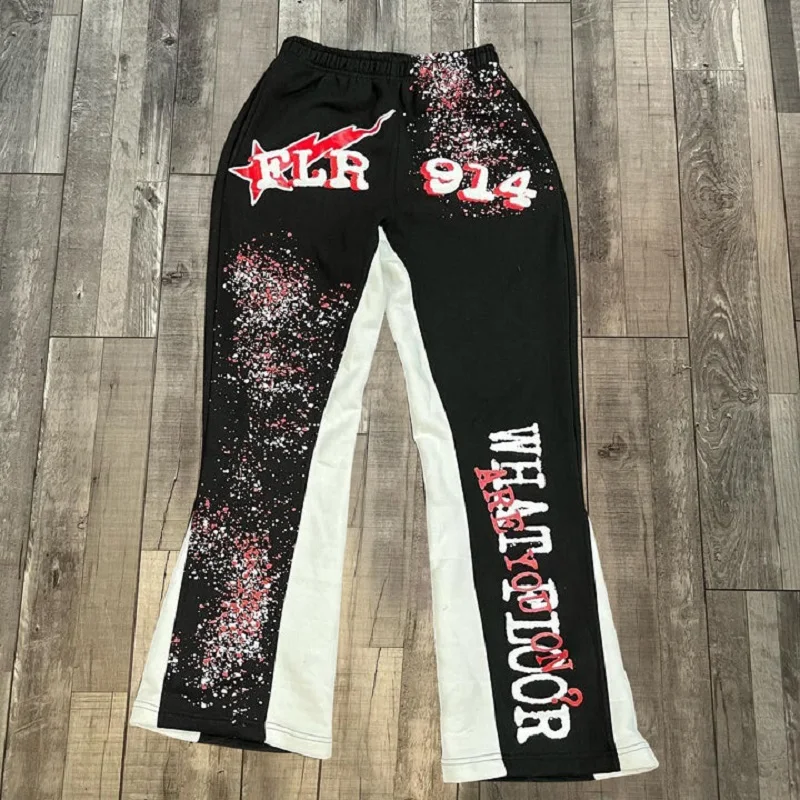 Herren Damen Unisex Schnelltrocknende Freizeit-Lange Hosen Hip-Hop Street Splash Ink Grafik Lose Gerade Geschnittene Hosen Fitness Jogginghosen – Detail 5