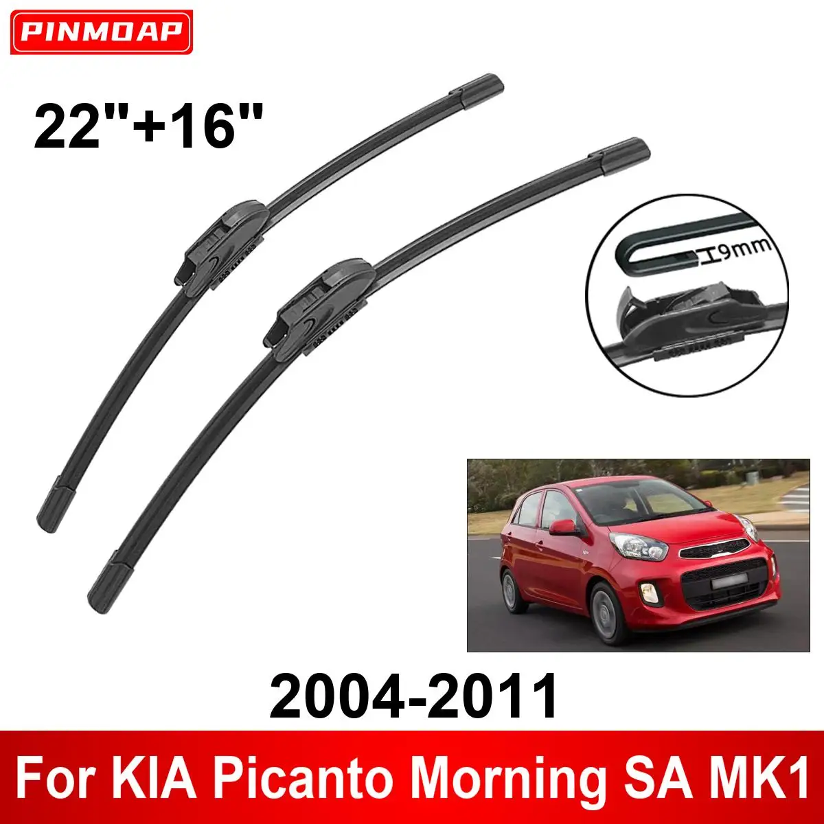 Auto Wischer für KIA Picanto Morning SA MK1 2004-2011 22 "+ 16" Vorne Hinten Wischer Klingen Pinsel Cutter Zubehör 2009 2010 2011