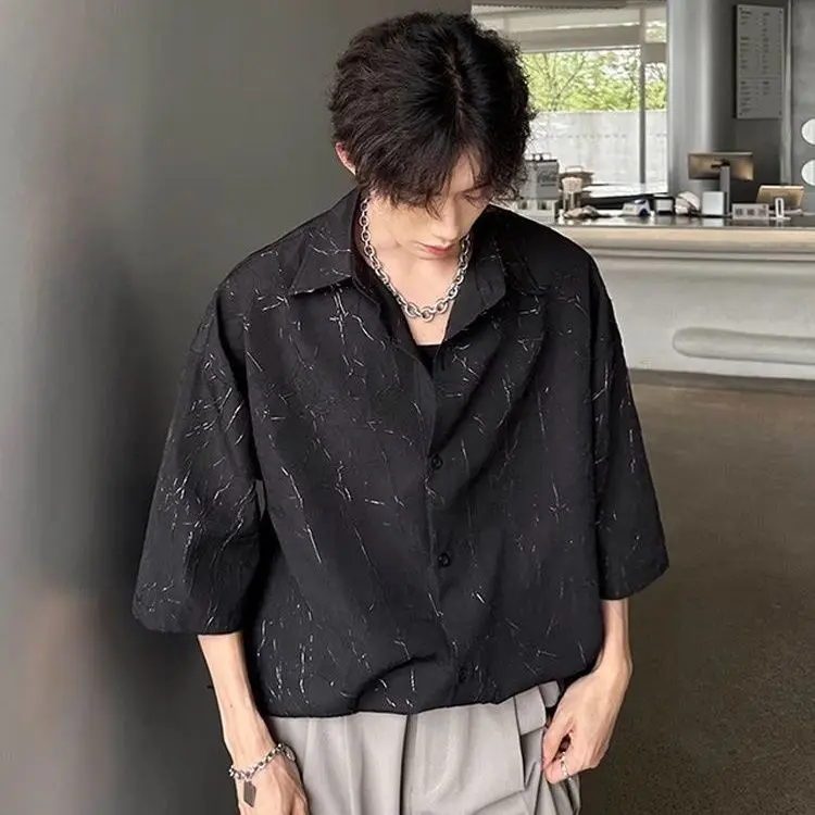 Nowa letnia koszula z krótkim rękawem męska luźna pięciominutowa koszula