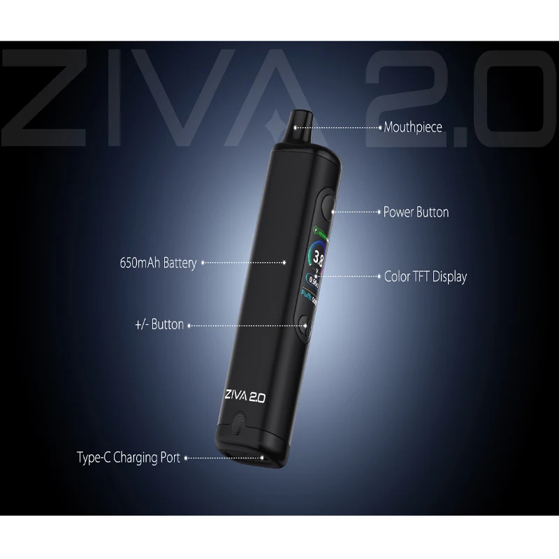 Batería recargable original Yocan Ziva 2.0 de 650 mAh, 1,8 V-4,2 V, tipo de dispositivo: batería de cartucho 510 oculta, kit de cigarrillo electrónico