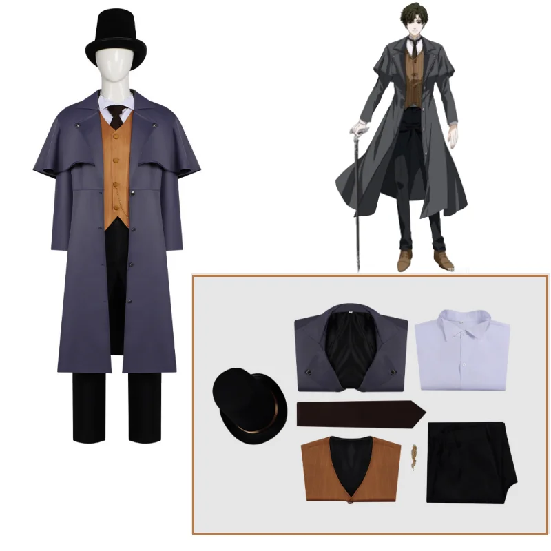 The Fool Klein Moretti Cosplay Suit Costume Grey Cape Top Pant Hat Full Set for Evening Halloween Roleplay Lord of Mysteries view 4