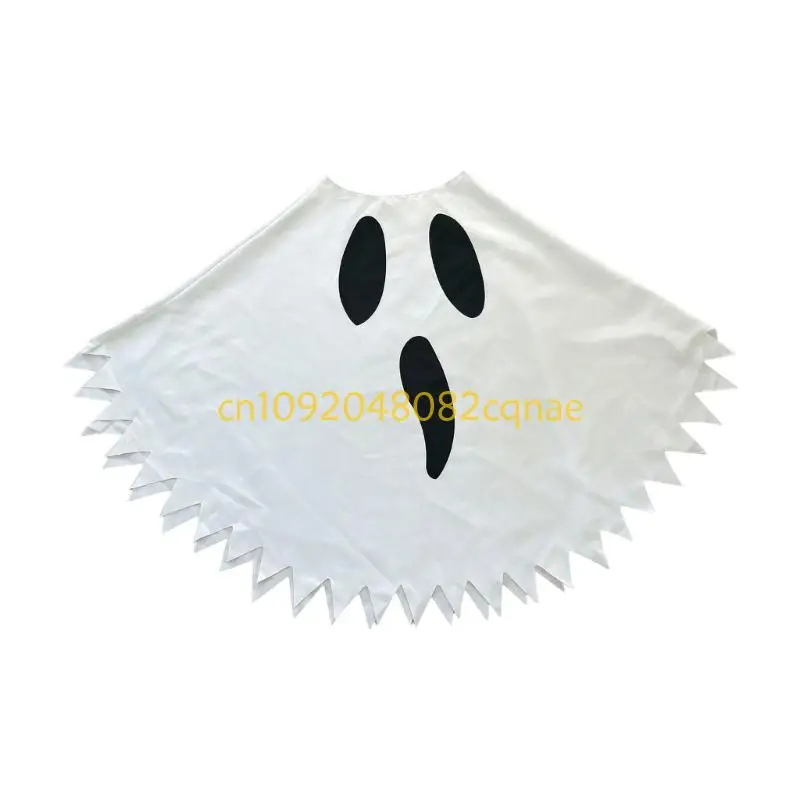 Ghostly Costume Easy Halloween Costume White Ghostly Poncho Hooded Capes Cloak Lightweight Polyester Pull On Party Wear with