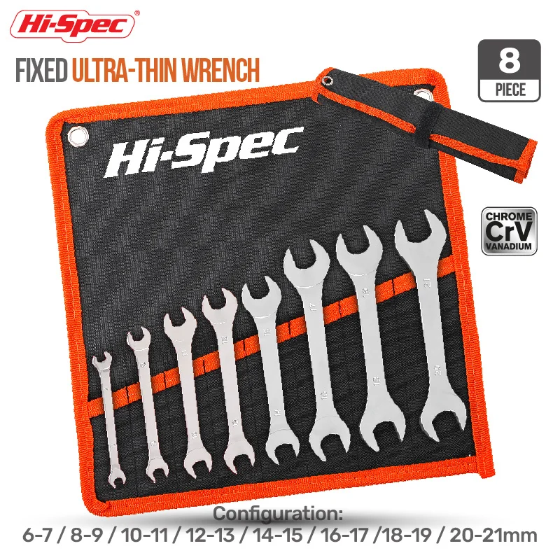 Hi-spec-llave de tubo de extremo abierto para mantenimiento de coche, herramienta de mano ultrafina de 3mm, 1 unidad