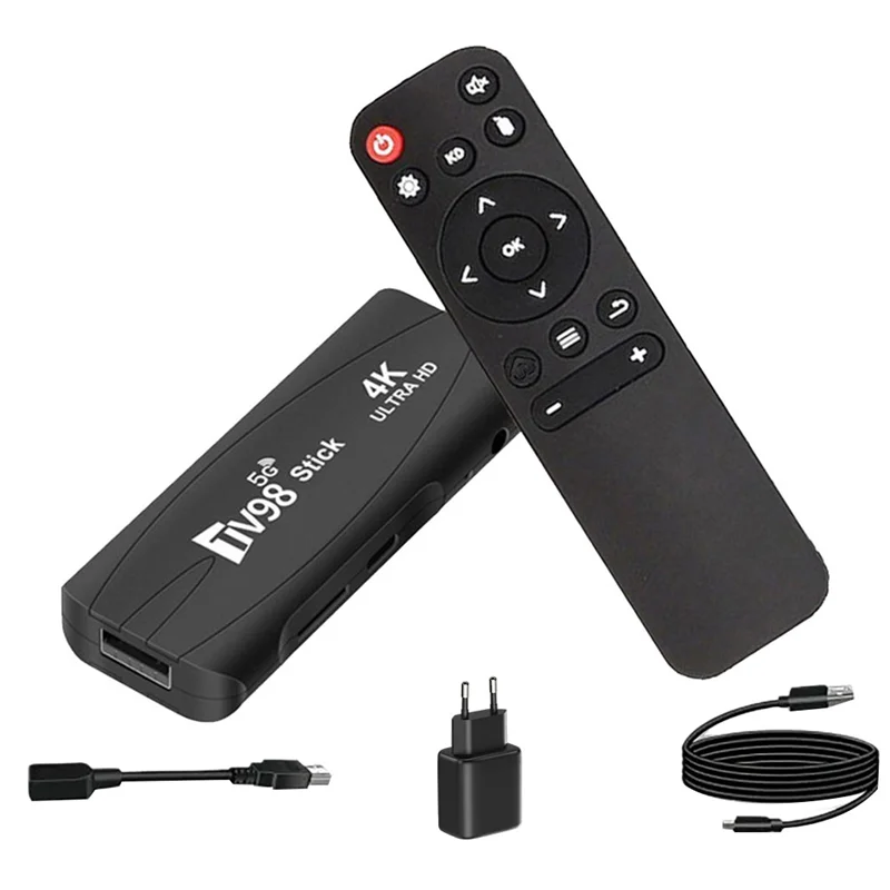 TV98 TV-STICK 1G+8G Android12.1 2,4G 5G WiFi Android Smart TV BOX 4K 60Fps Set-Top-Box (EU-Stecker)