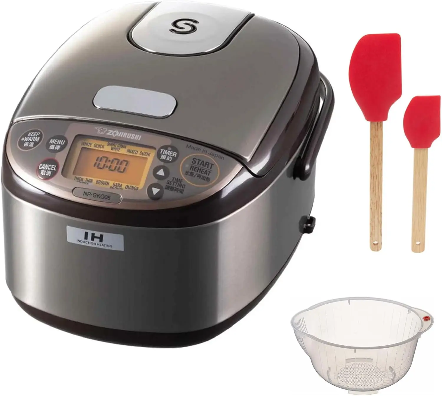 Induction Heating System Rice Cooker and Warmer, 3-Cup with Fuzzy Logic, One-Touch Cooking, and Auto Keep Warm Feature