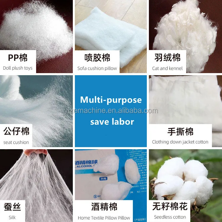 Automatic cotton yarn opener waste stuff filler recycling machine polyester fiber cotton opening pillow stuffing filling machine