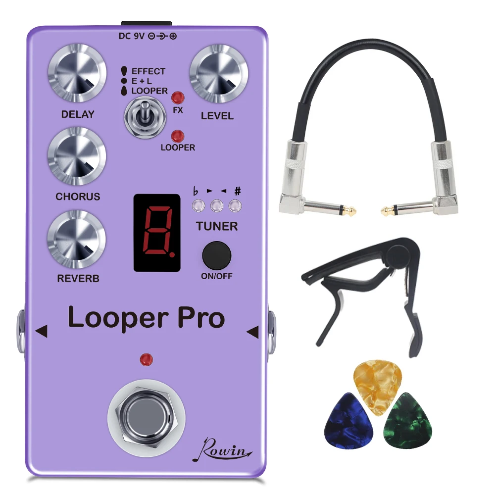 Rowin Looper Tuner Reverb Chorus Delay Guitar  Effect Pedal  RE-05 Looper Pro Effect Pedal  Multi-function Recording Pedal