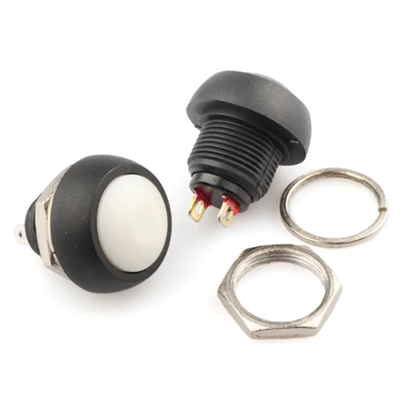 1/6 PCS,Waterproof Mini Round Push Button Switch,Since The reset Non-Locking Buttons,12mm,3A 250V AC,2Pin,Copper Feet