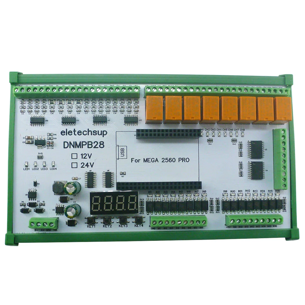 DC 12 24V Multifunction MEGA2560 Pro Expanding Board Current Voltage ADC Collection NPN PNP Isolated DI Relay Mos DO for Arduiuo