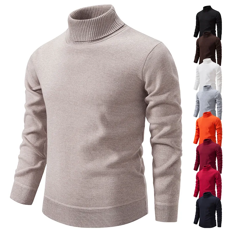 

Winter Fleece Warm Sweaters Men's Turtleneck Sweater Knitted Pullovers Knitwear Thicken Men Casual Jumper Slim Fit Pure Sweater