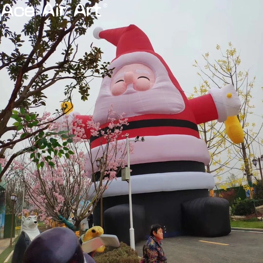 

Гигантская милая 6-метровая надувная модель Санта-Клауса в форме карлика для рождественского двора/магазина, уличное украшение