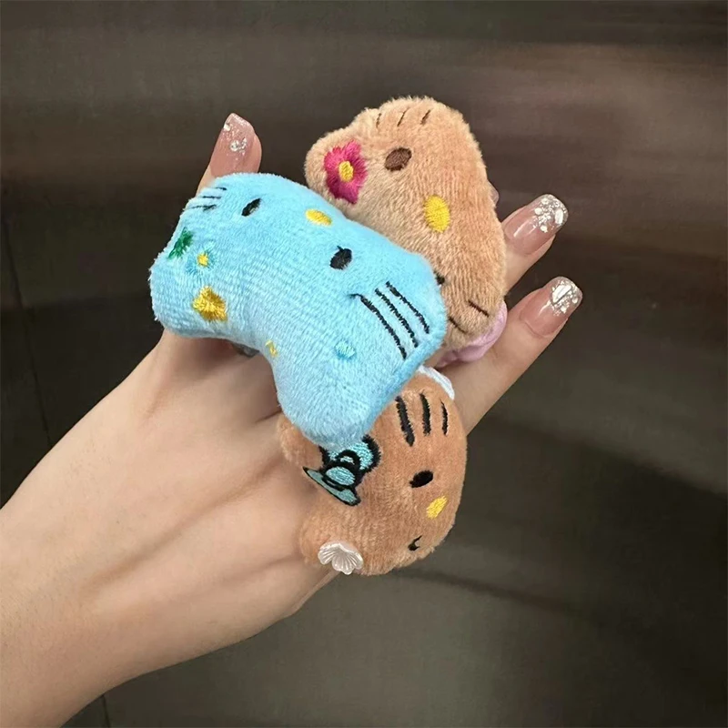 Sanrio Girl Hair Clip Kawaii Hello Kitty Cartoon Bb Hair Clip Girl Cute Plush Hairs Accessories Headwear Bangs Clip Gift