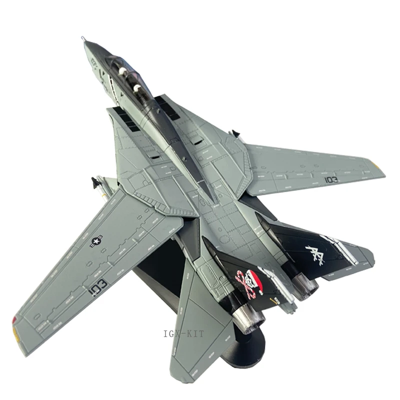 1/100 Scale US Navy Grumman F14 F-14D Jolly Rogers VF-103 Fighter Aircraft Metal Toy Diecast Plane Model for Collection or Gift