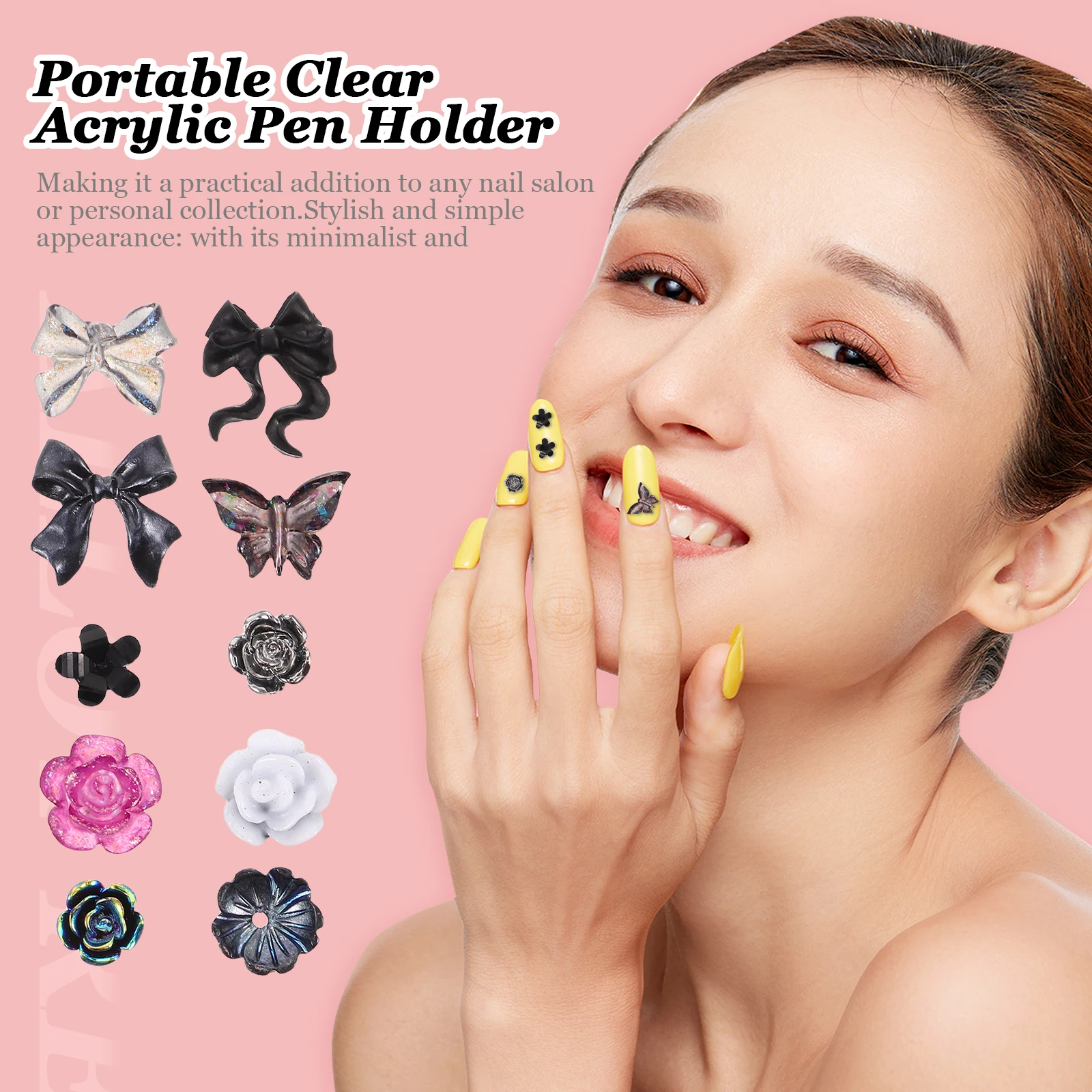 

400Pcs Nail Art Accessories Resin Embellishments Kit 3D Bow Flower Charms for DIY Manicure Craft Supplies Nail Charms Jewelry