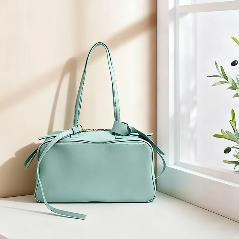 

New SATCHEL Box Cowhide Handbag High-End Texture Small Square Bag Steamed Bun Single Shoulder Genuine Leather Women's Bag