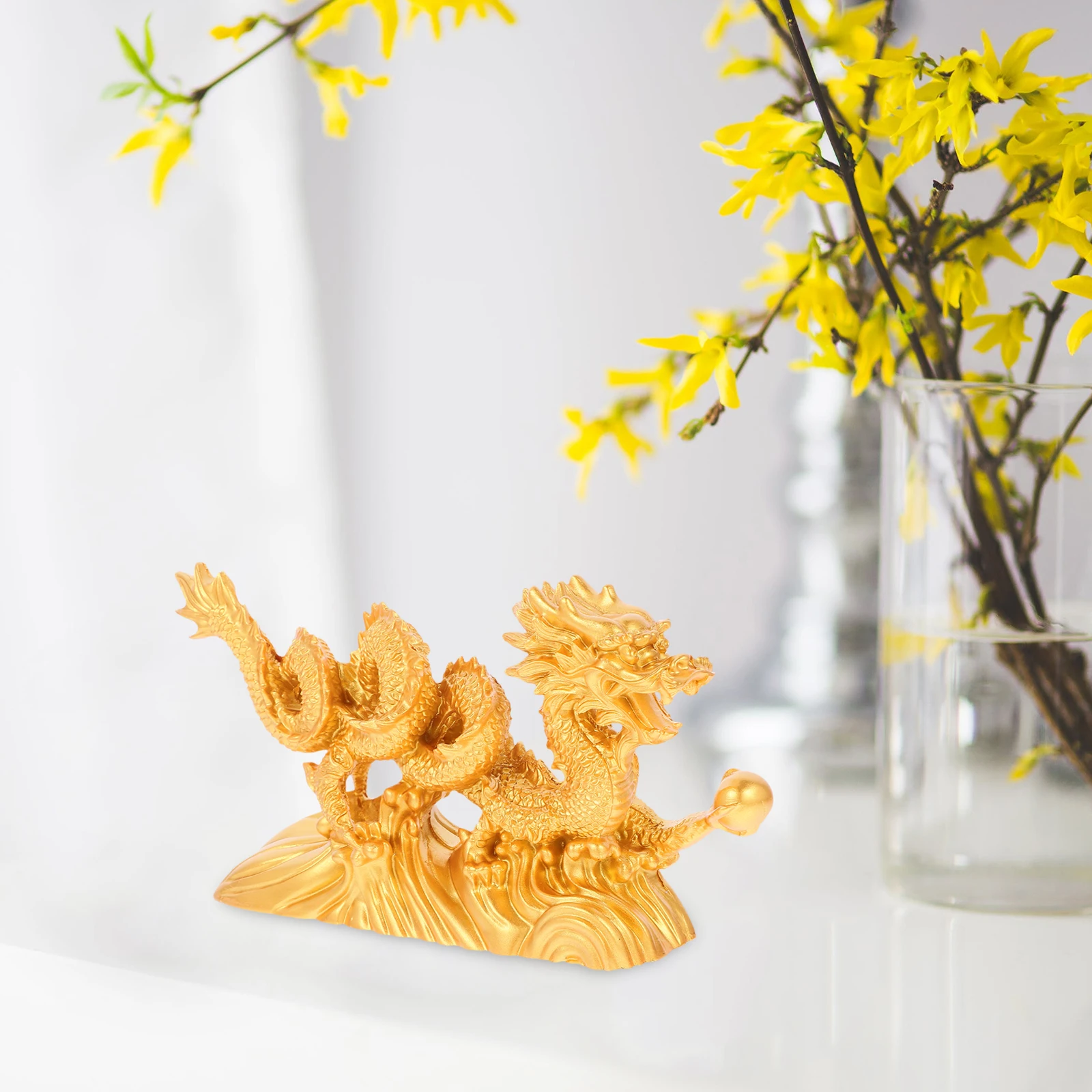 

Ornaments Dragon Figure Cement Chinese Decorations Resin Statue Tabletop Office Mini Figurines for Party