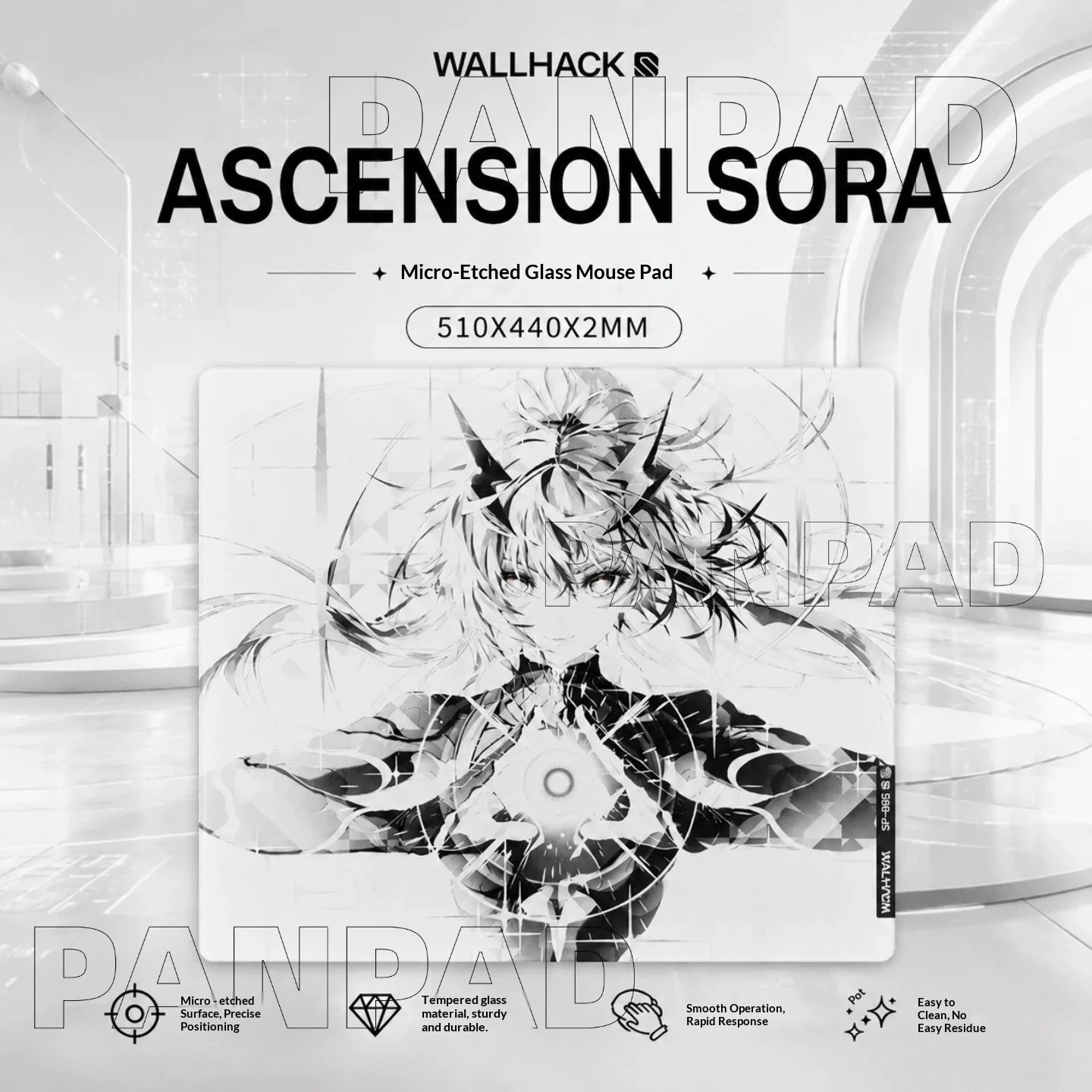 PAN Esports WALLHACK SP005 Ascension Sora Glass Gaming Mousepad FPS Both Control And Smooth Mouse Pad For TTK CSGO PC Accessorie