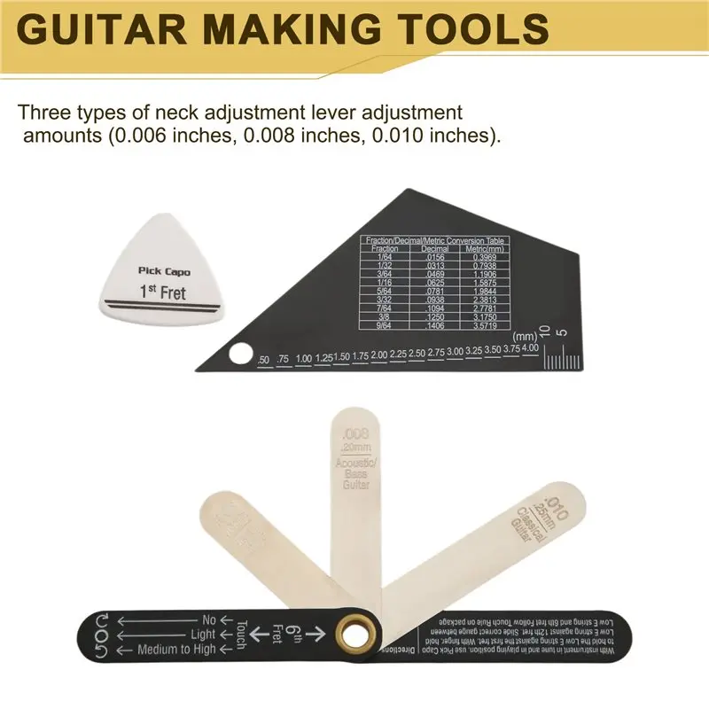NALFI-Guitar Neck Fingerboard Measuring Ruler Guitar Truss Rod Neck Relief Gauge Tool Luthier Tools Set