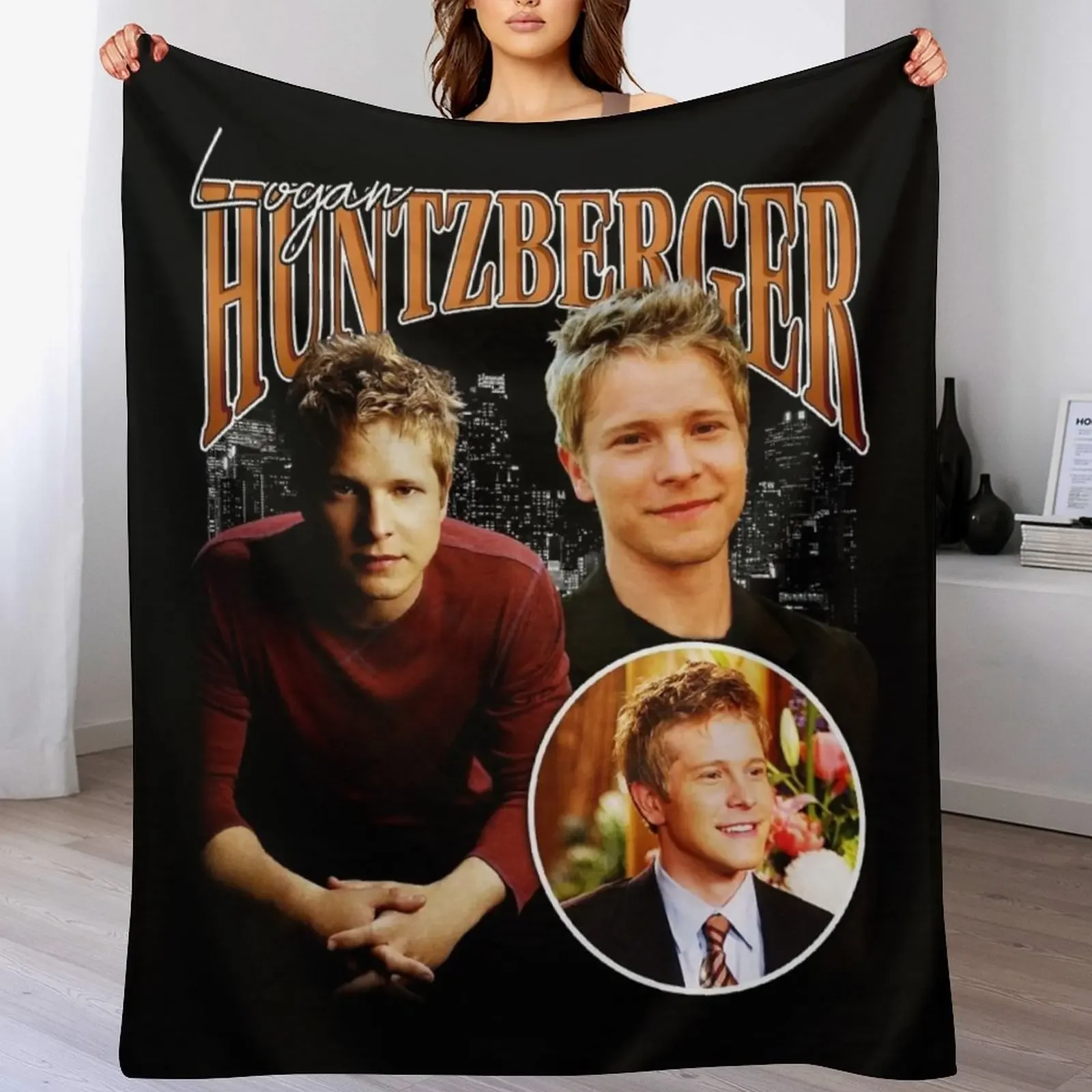 

Logan Huntzberger Signature Vintage Retro Bootleg Rap Style Throw Blanket Stain Resistant Cozy Warm Blanket
