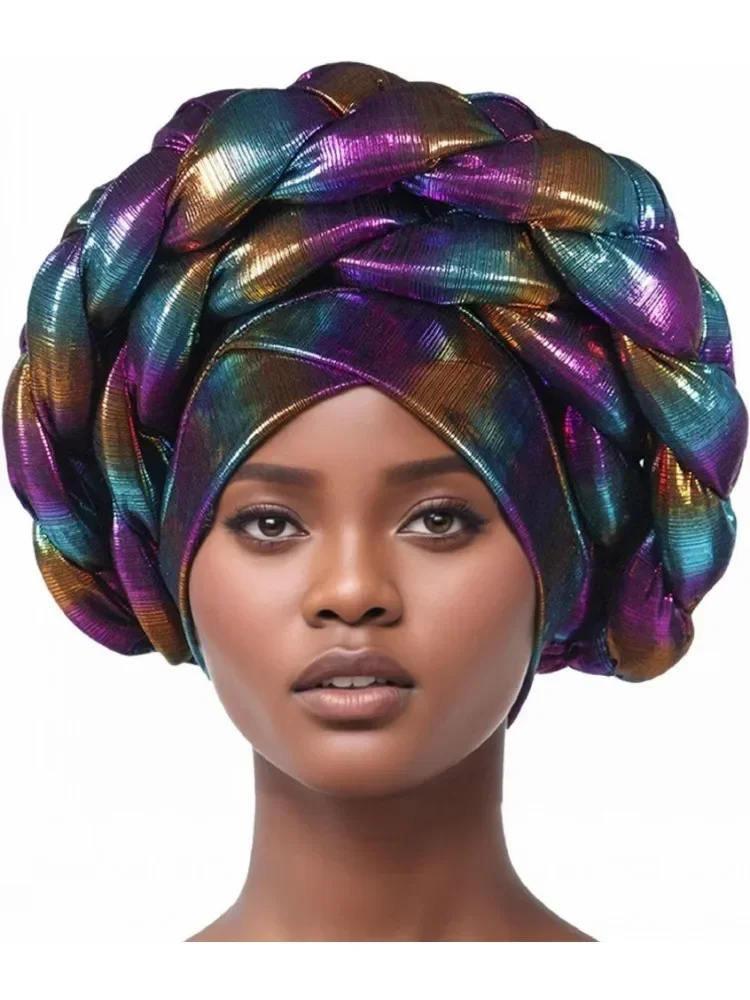 2025 New African Headtie Turban Nigeria Auto Gele Head Wraps Auto Gele Women's Turban Cap Wedding Geles Muslim Head Wraps Bonnet