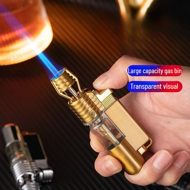 

New Metal Straight Head Small Spray Gun Transparent Ventilation Window Direct Lighter Small Welding Gun Outdoor Barbecue Igniter