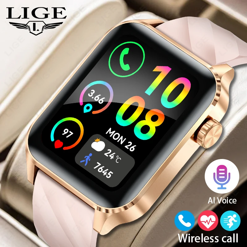 LIGE-Montre connectée pour femmes, moniteur de santé et de sommeil, écran HD, bracelet de fitness sportif, appel Bluetooth, nouvelle mode