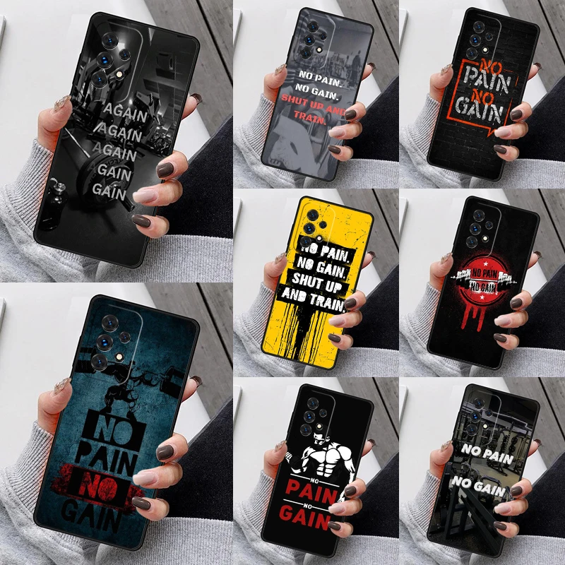 No Pain No Gain Gym Fitness Handyhülle für Samsung Galaxy S25 S23 S30 S8 S21 S20 FE S24 S22 Note 10 20 S8 Plus Lite Ultra