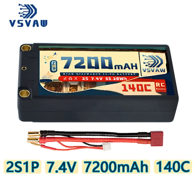 VSVAW Lipo 2S 7.4V แบตเตอรี่ 7200mAh 140C พร้อมปลั๊ก XT60 สําหรับ RC รถเรือรถบรรทุกถังรถ Truggy Buggy Xpand Rally