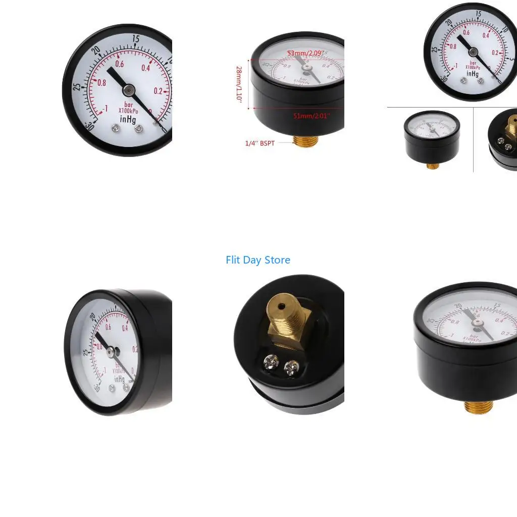 F92C Vacuum Manometer 50mm Size Pressure Gauge 1/4