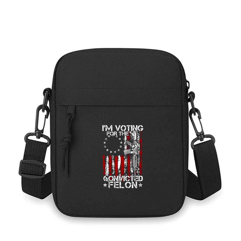 

Text reads: Voting for convicted felon Men Crossbody Bag Single Shoulder Women Cartoon Anime Film Printing Design Unisex