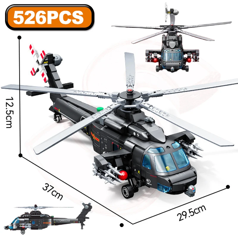 

Military Straight 20T Assault Eagle Building Block Helicopter Model Handmade Puzzle Assembly Collection Ornaments Toys Gifts