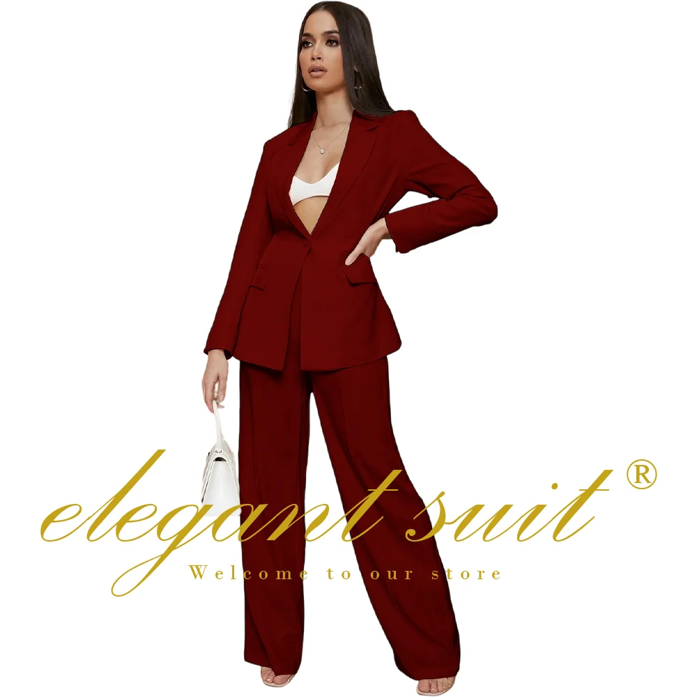 Women's Formal Suit Pants, Lapel Jacket and Pants, Customized Set, Suitable for Office Dance Event, Wedding, 2 Pcs