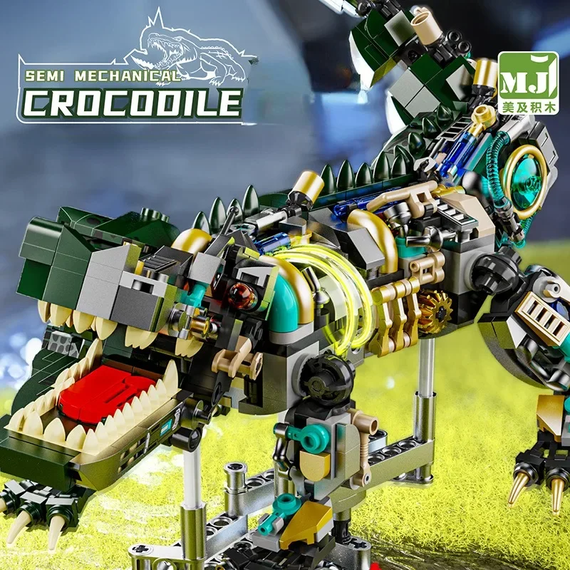 

996 шт. MOC механические наборы для строительства крокодила, строительные блоки с животными, модель с подставкой и подсветкой, подарок для детей и подростков