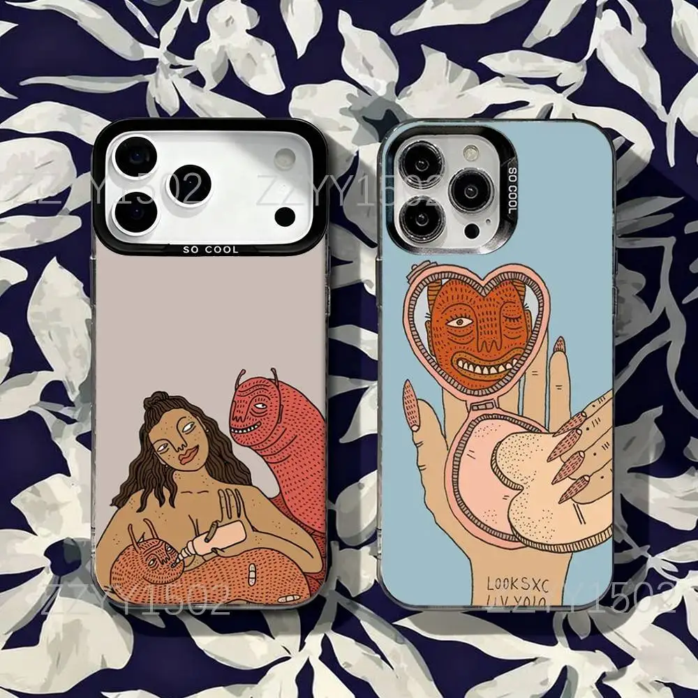 

Polly Nor Art Phone Case For iPhone 17,16,15,14,13,12,X,8,Pro,Max,Plus,SE4,Air,Mini HD Black IMD Matte