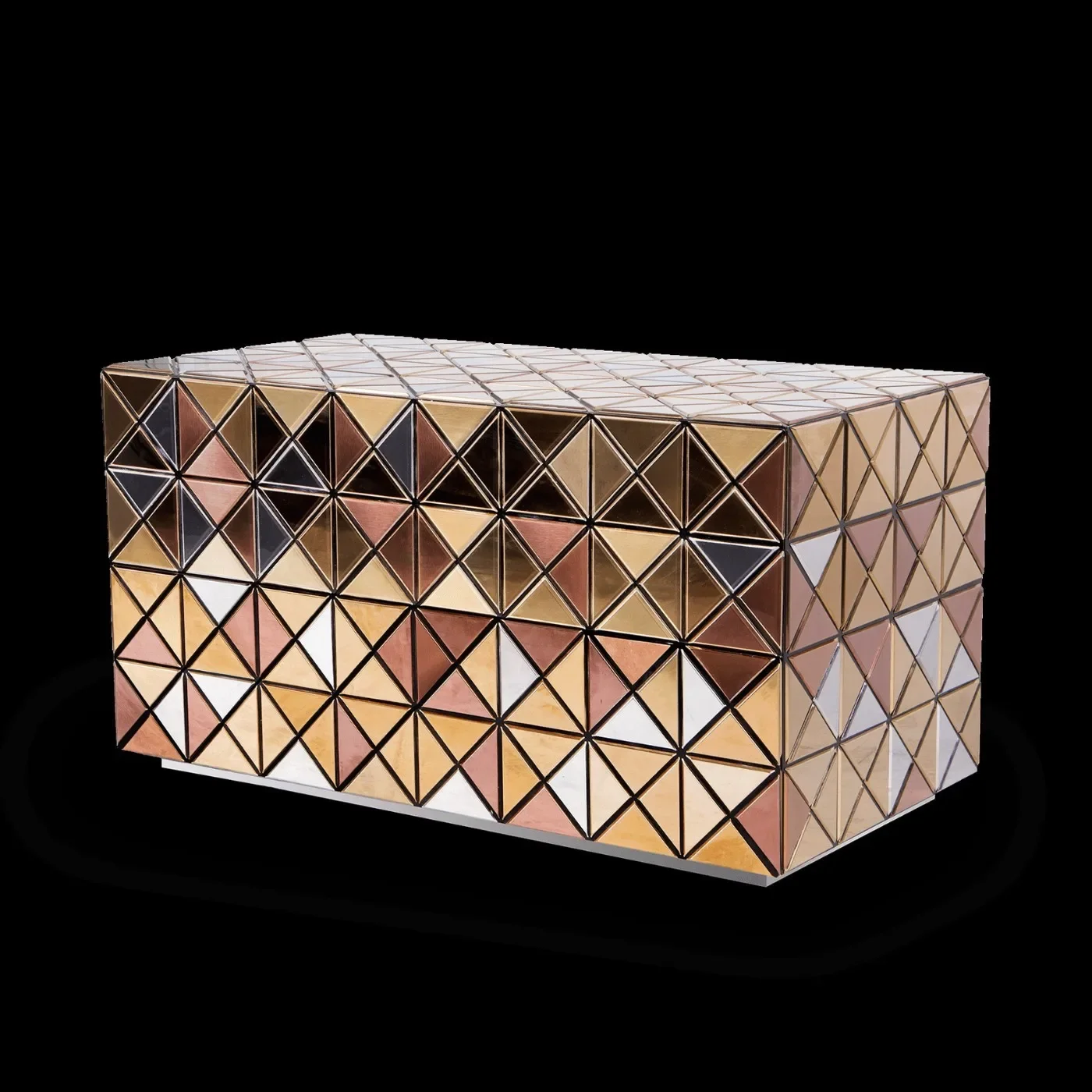 Luxury gold-plated bedroom bedside table, villa star hotel double drawer storage side cabinet