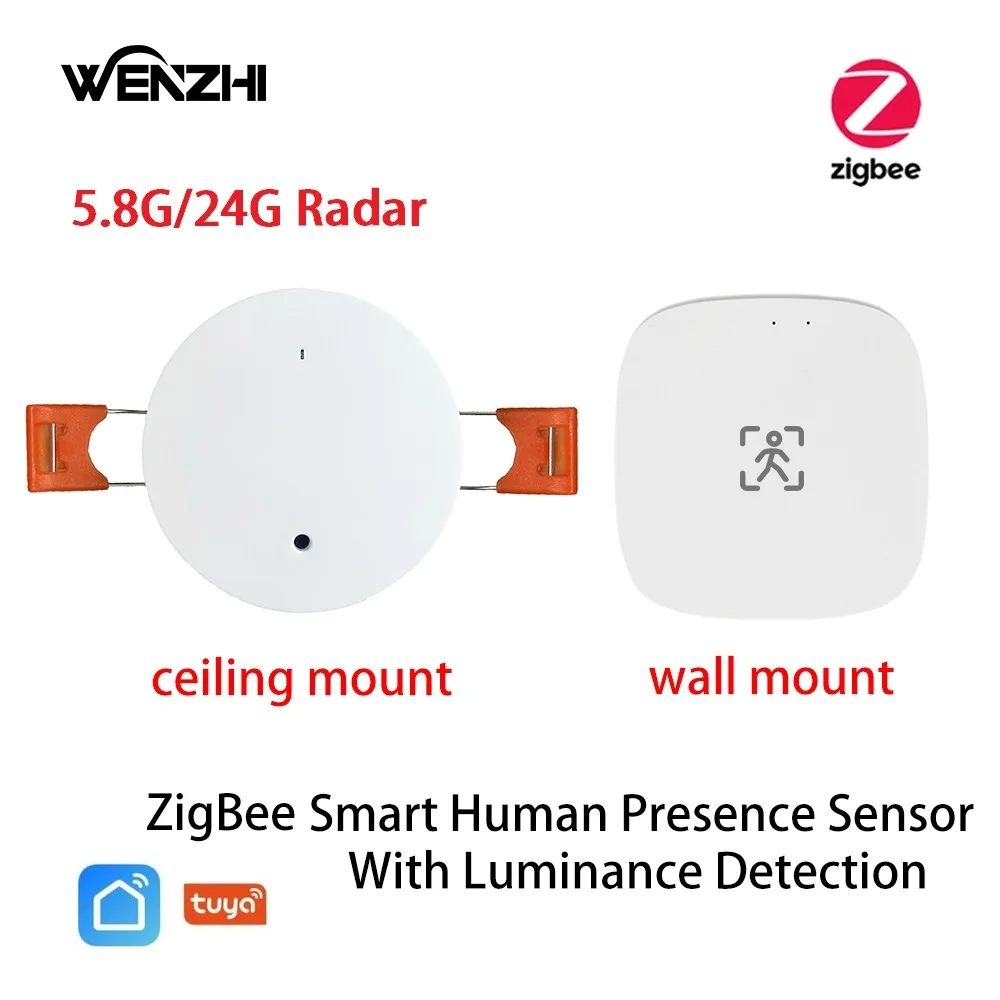 ZigBee MmWave Radar Human Presence Motion Sensor With Luminosity/Distance Detection 5/110/220V Tuya Smart Life Home Automation